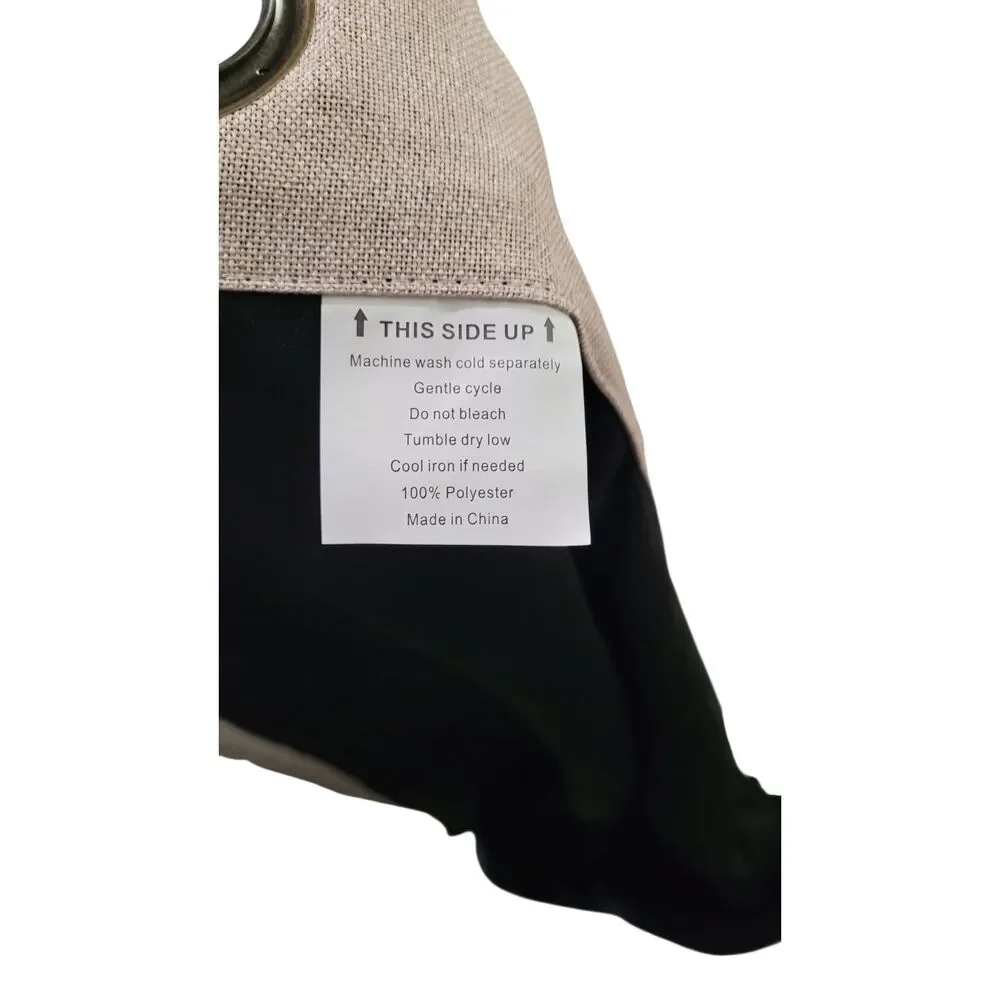 Long Beige Blackout Curtain with Grommet Openings